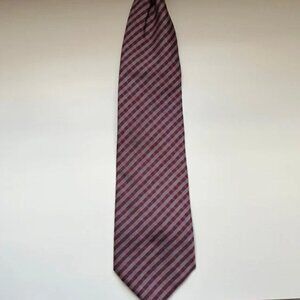 Vintage Nautica Red White Plaid Silk Tie Nautical Preppy farmhouse rustic